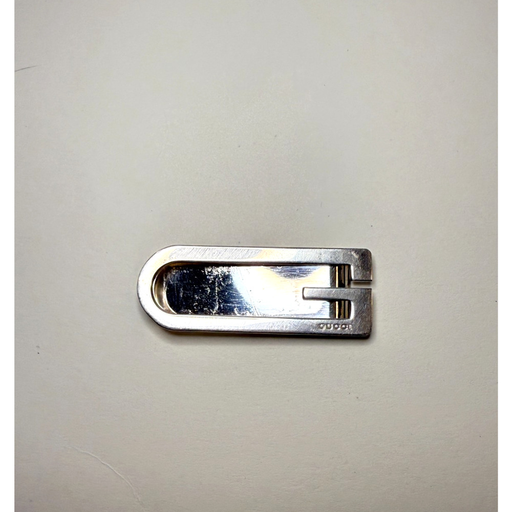 Gucci Money Bill Clip G Logo Silver Authentic Stainless Steel Excellent UC